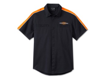 Hemd Stacked Bar & Shield Short Sleeve für Herren Colorblock - Schwarz Orange