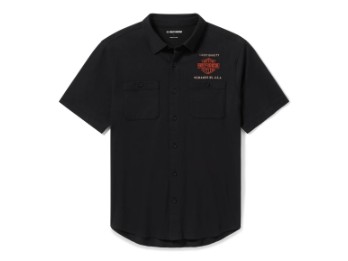 Hemd Parts & Service Jersey Button-Up für Herren Schwarz
