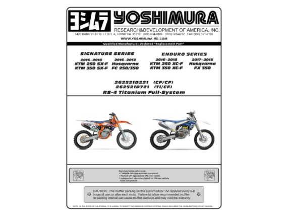 262521D221, RS4 FULL SYSTEM TI SX-F250/350