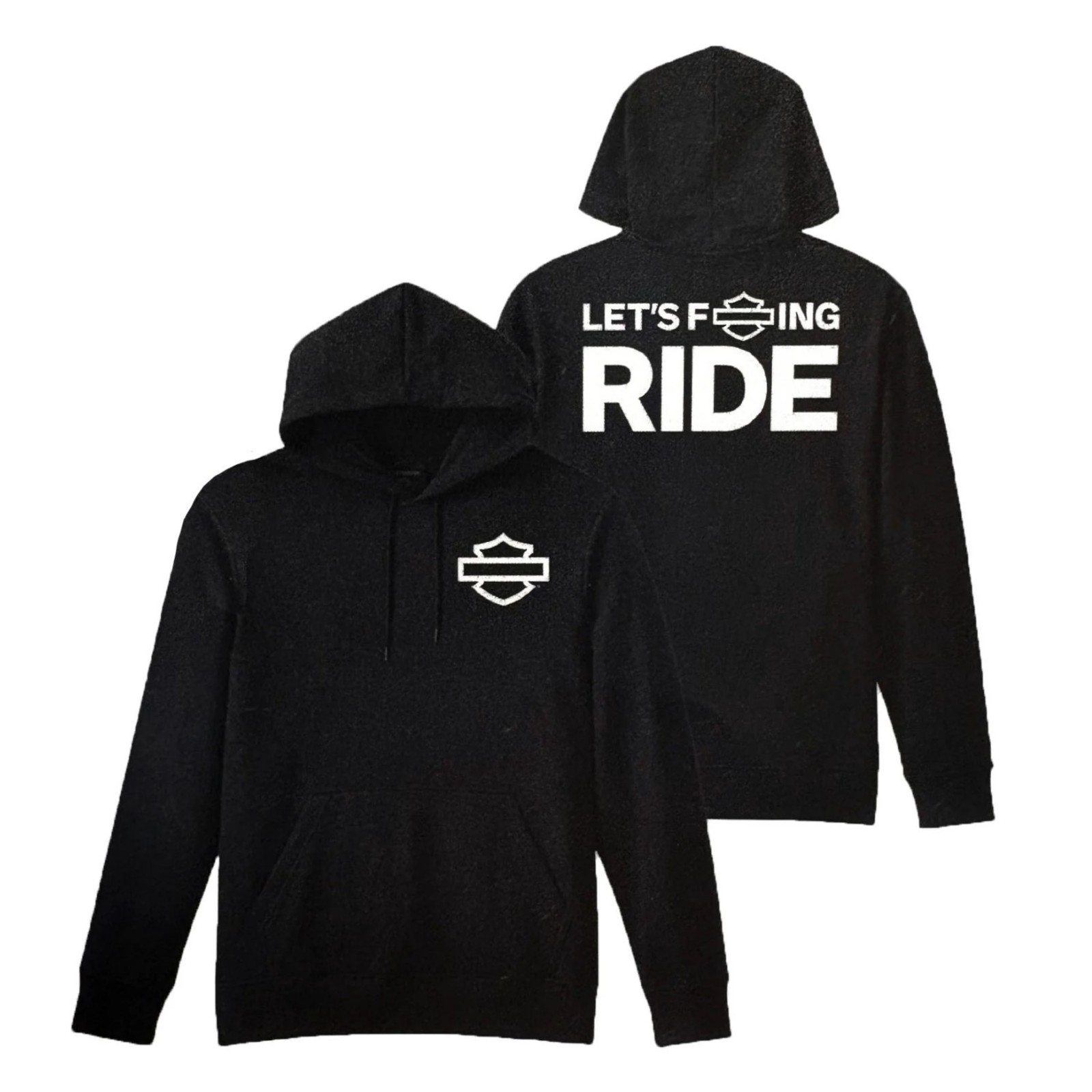 96658-25VM Men's Lets F*ing Ride Essential Long Sleeve Pullover Hoodie