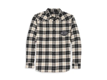 96146-22VM Bar & Shield Patch Two Pocket Plaid Flannel Shirt