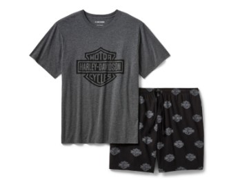 96146-26VM Bar & Shield Tonal Pajama Shorts Set für Herren