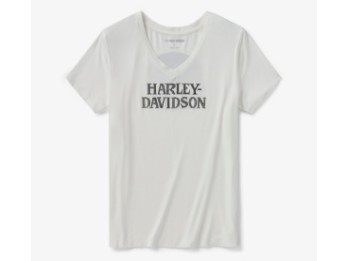 96332-26VW Willie G Skull Bling V-Neck - Cloud Dancer