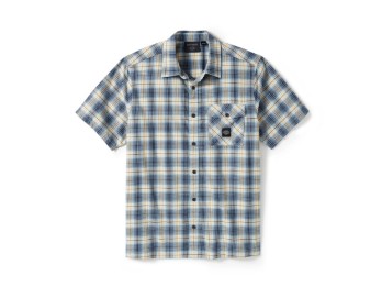 96389-25VM Staple Short Sleeve Shirt - Kariert - Mood Indigo & CloudDancer