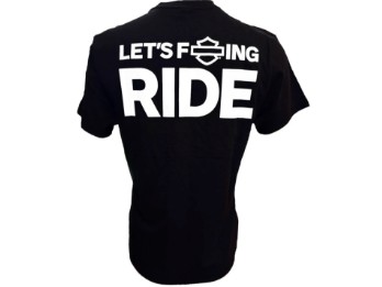 96656-25VM Men's Outline B&S Let's F*ing Ride Short Sleeve Shirt, Black