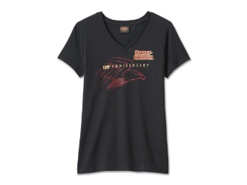 96697-23VW 20th Anniversary United V-Neck T-Shirt für Damen - Black
