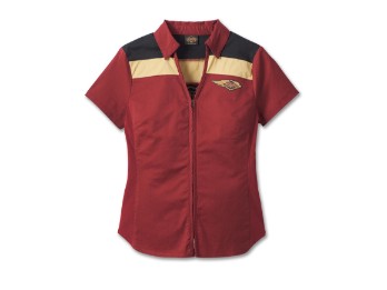 96750-23VW Shirt-120th,Woven, Red Colorblock