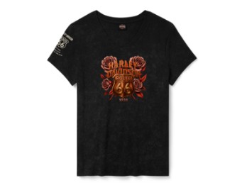 96809-26VW T-shirt à manches courtes et col en V H-D Route 66 Foil Legendary pour femme