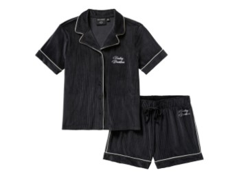 96825-25VW Damen Schlafanzug Set Short Velour