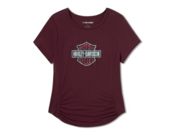 96845-25VW Beveled Bar & Shield Bling Top - Maroon Banner