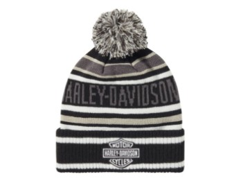 97772-25VX Bonnet à rayures et pompon blanc/noir