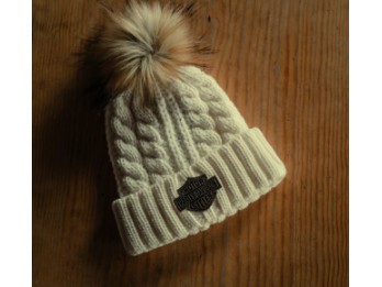 97781-25VW Bonnet à pompon et patch en cuir