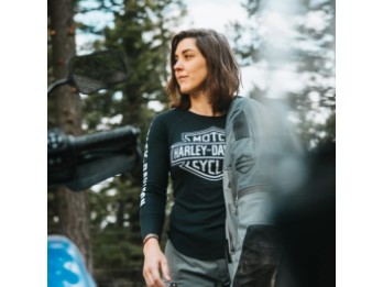 99111-22VW T-shirt à manches longues Authentic Bar & Shield noir pour femme