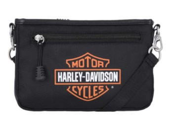 MHW114/108 Damen-Umhängetasche mit Bar & Shield-Logo, schwarz