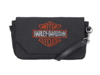 MHW165/08 Sac à bandoulière Bar & Shield pour femme avec strass, noir