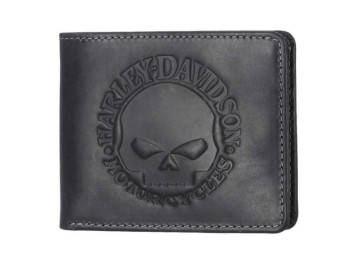 MWM055/08 Herren-Geldbörse aus Leder mit Willie G Skull-Logo, schwarz