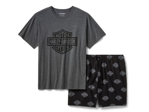 96146-26VM Bar & Shield Tonal Pajama Shorts Set für Herren
