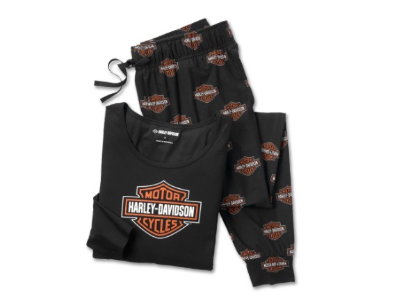 96159-25VW Bar & Shield Long Sleeve Pajama Set - Harley Black