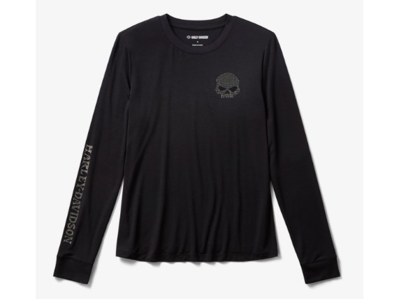 96345-26VW Women's Willie G Skull Bling Long Sleeve - Harley Black