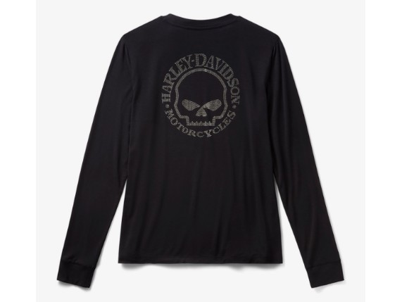 96345-26VW Women's Willie G Skull Bling Long Sleeve - Harley Black rs