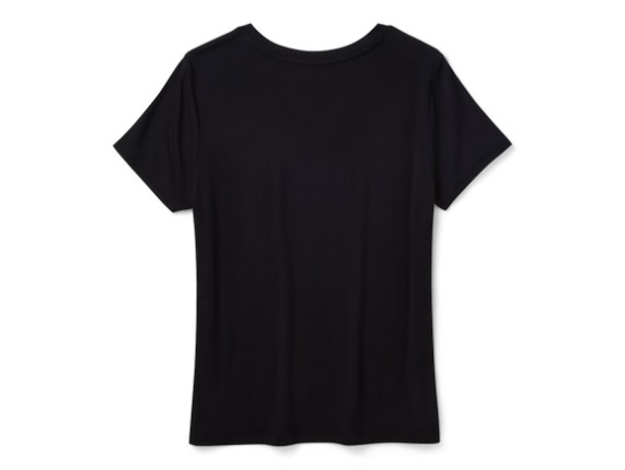96364-26VW Bling Highway Rider Short Sleeve V Neck für Damen - Harley Black rs