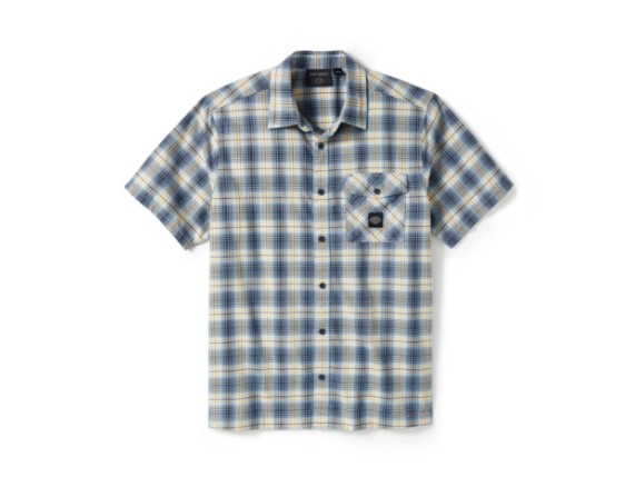 96389-25VM Staple Short Sleeve Shirt - Kariert - Mood Indigo & CloudDancer