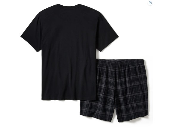 96469-25VM Karo Schlafanzug Shorts Set schwarz back