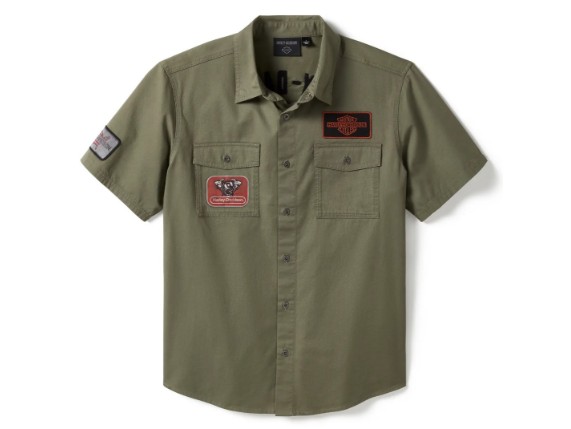 96494-25VM Kurzarmhemd V-Twin Equipped Solid Mechanics grün