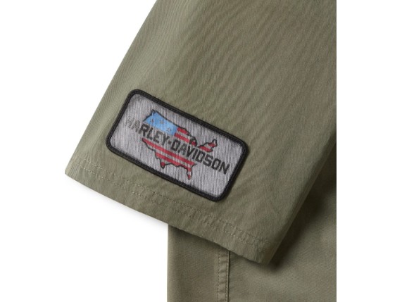 96494-25VM Kurzarmhemd V-Twin Equipped Solid Mechanics grün detail