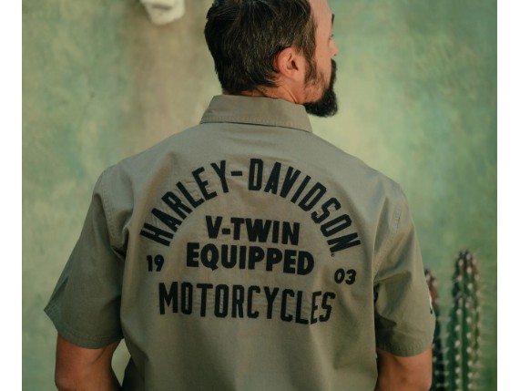 96494-25VM Kurzarmhemd V-Twin Equipped Solid Mechanics grün image2