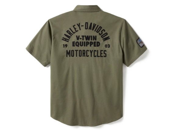 96494-25VM Kurzarmhemd V-Twin Equipped Solid Mechanics grün rs