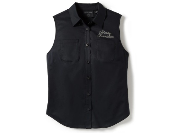 96553-25VW Damen Shirt ärmellos Essential Bling schwarz