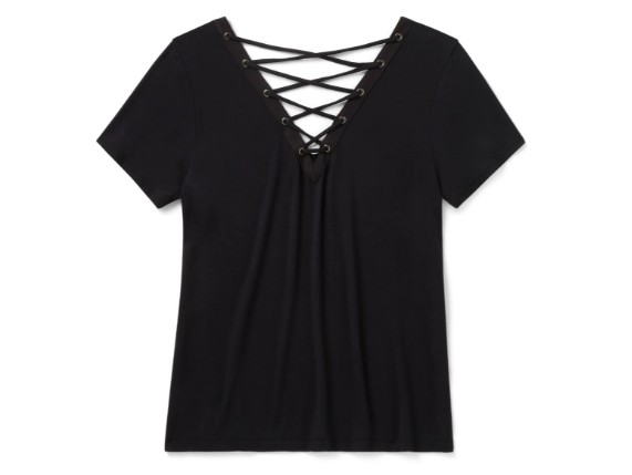 96649-25VW Bling Afterlife Short Sleeve Laced Back Tee r