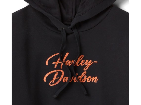 96748-25VW Essential Bling Pullover Hoodie für Damen - Harley Black d1