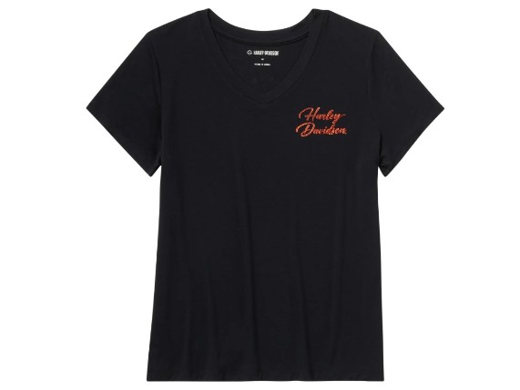 96767-25VW Damen T-Shirt Essential Bling V-Neck schwarz