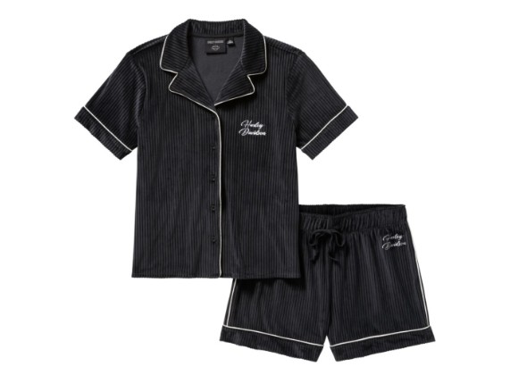 96825-25VW Damen Schlafanzug Set Short Velour