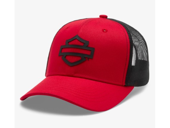97604-26VM Men's Logo Colorblock Adjustable Trucker Cap - Hot Rod Red