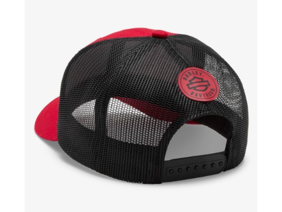 97604-26VM Men's Logo Colorblock Adjustable Trucker Cap - Hot Rod Red rs