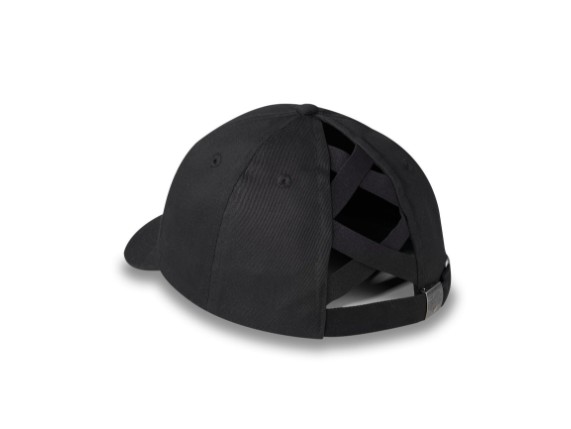 97758-24vw_Illuminate Bar & Shield Ponytail Cap - Harley Black_Back