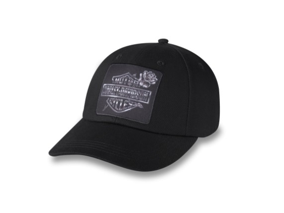 97758-24vw_Illuminate Bar & Shield Ponytail Cap - Harley Black_Front