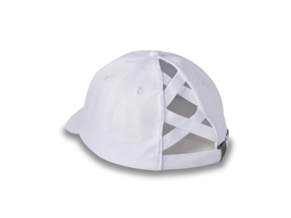 97759-24vw_Illuminate Bar & Shield Ponytail Cap - Harley White_Back