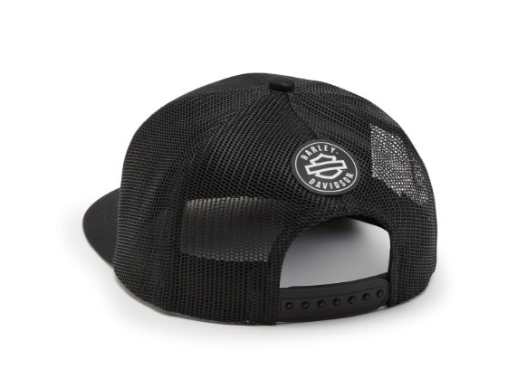 99400-26VX Logo Colorblock Verstellbare Trucker-Kappe – Harley Schwarz r