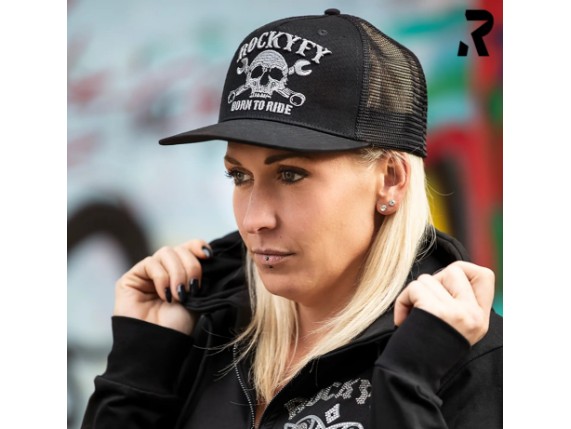 C23001 Cap Bad Skull Black by Rockyfy Stylishes Trucker Cap Kappe mit Netz