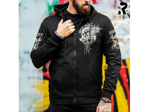 HD23001 Mechanical Skull Biker Hoodie mit Totenkopf