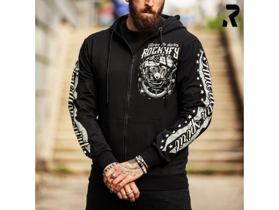 HD23003 Free Eagle Biker Hoodie mit Adler & US Flagge