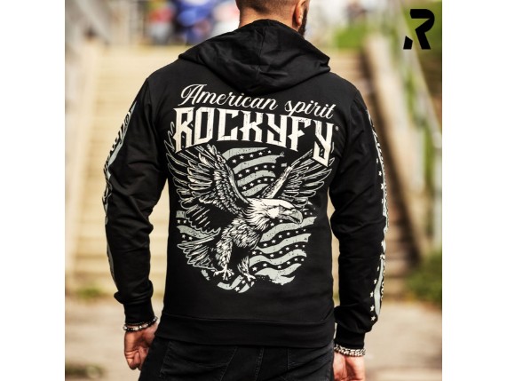 HD23003 Free Eagle Biker Hoodie mit Adler & US Flagge hinte