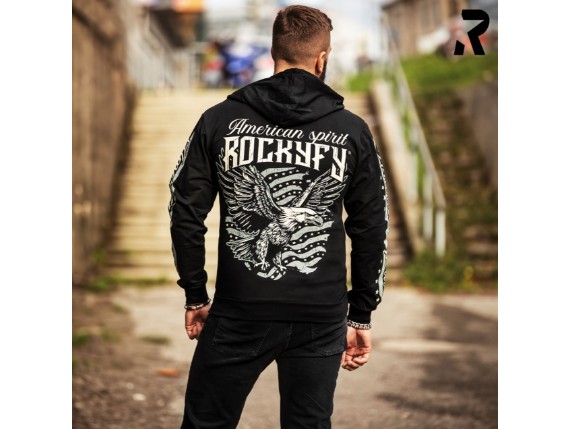HD23003 Free Eagle Biker Hoodie mit Adler & US Flagge hinten ganz
