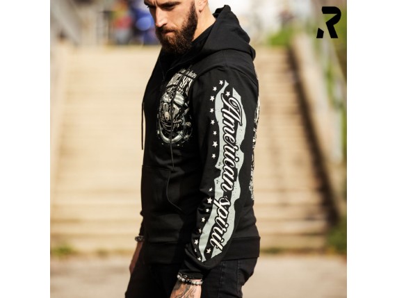 HD23003 Free Eagle Biker Hoodie mit Adler & US Flagge seite