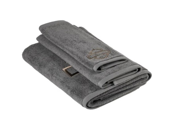 HDL-19514 Handtuch Set Open Bar & Shield grau s