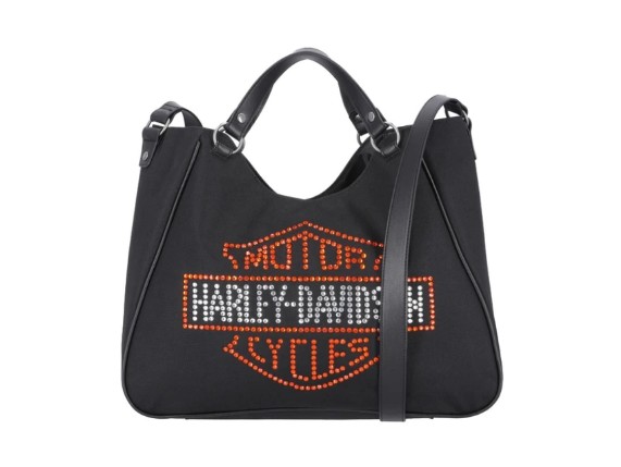 MHW150-08 Women's Rhinestone Embellished Bar & Shield Tote Bag